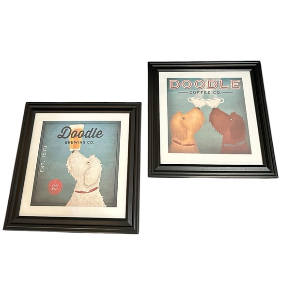 Framed Doodle Coffee Company Print 🎄🐾 Christmas Gift Goldendoodle Labradoodle - Picture 9 of 15